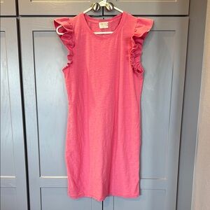 Pink ruffle sleeve dress